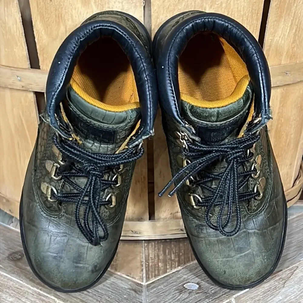 Timberland Crocodylian 6” Green Croc Leather Limited Release Field Boots Youth 2